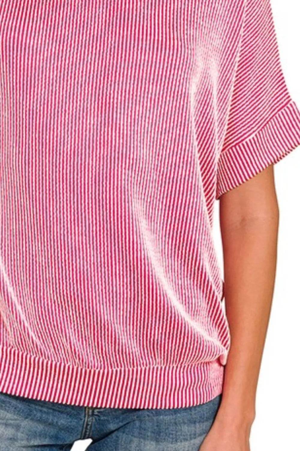Zenana Corded Rib Short Sleeve T-Shirt - Shop Style & More | Fresh Looks, Everyday Deals & Free Shipping