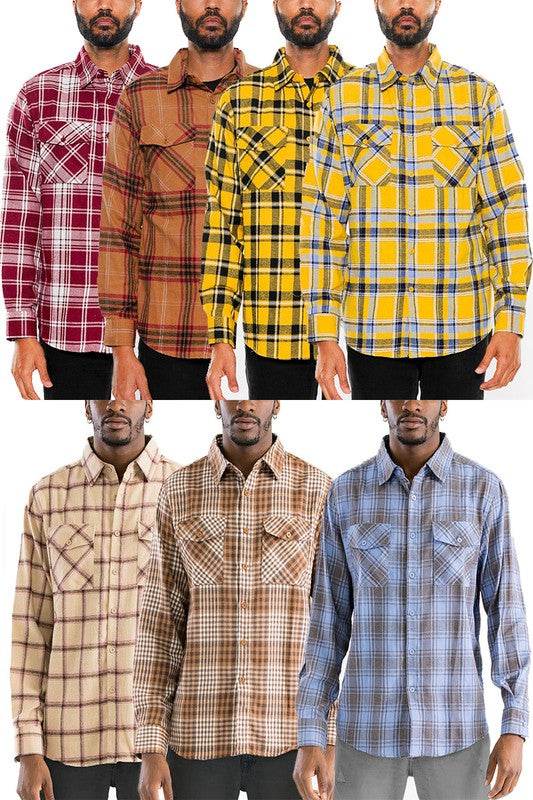 LONG SLEEVE FLANNEL FULL PLAID CHECKERED SHIRT - Shop Style & More | Fresh Looks, Everyday Deals & Free Shipping
