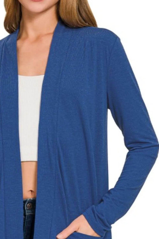 Zenana Slouchy Lightweight Open Front Pocket Cardigan - Shop Style & More | Fresh Looks, Everyday Deals & Free Shipping