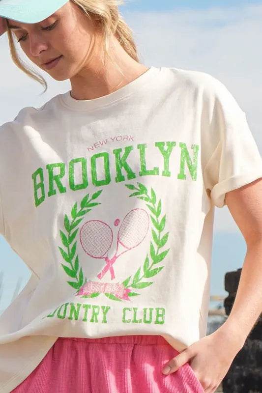 Lime 'N' Chili Brooklyn Graphic Round Neck Short Sleeve Top - Shop Style & More | Fresh Looks, Everyday Deals & Free Shipping
