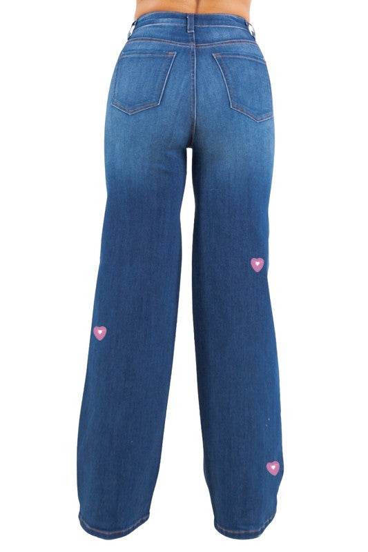 Heart Stud Wide Leg Jean - Shop Style & More | Fresh Looks, Everyday Deals & Free Shipping