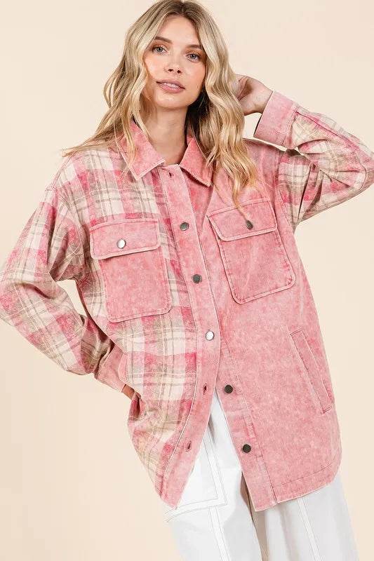 Mittoshop Plaid Button Down Drop Shoulder Jacket - Shop Style & More | Fresh Looks, Everyday Deals & Free Shipping