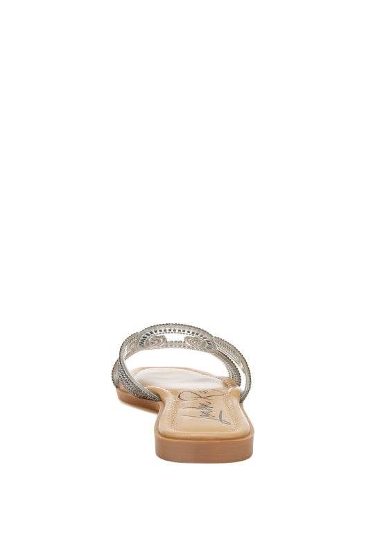 Minople Rhinestones Embellished Flat Sandals - Shop Style & More | Fresh Looks, Everyday Deals & Free Shipping
