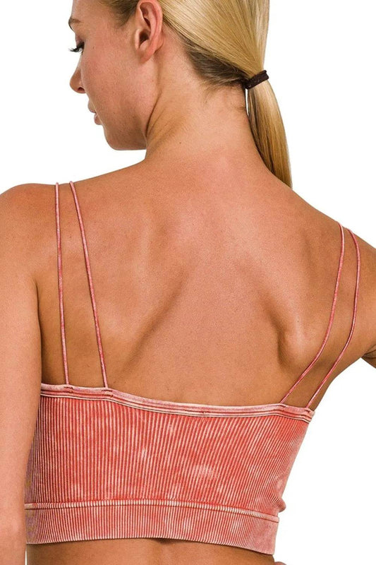 Zenana Washed Ribbed Seamless Double Strap Brami - Shop Style & More | Fresh Looks, Everyday Deals & Free Shipping