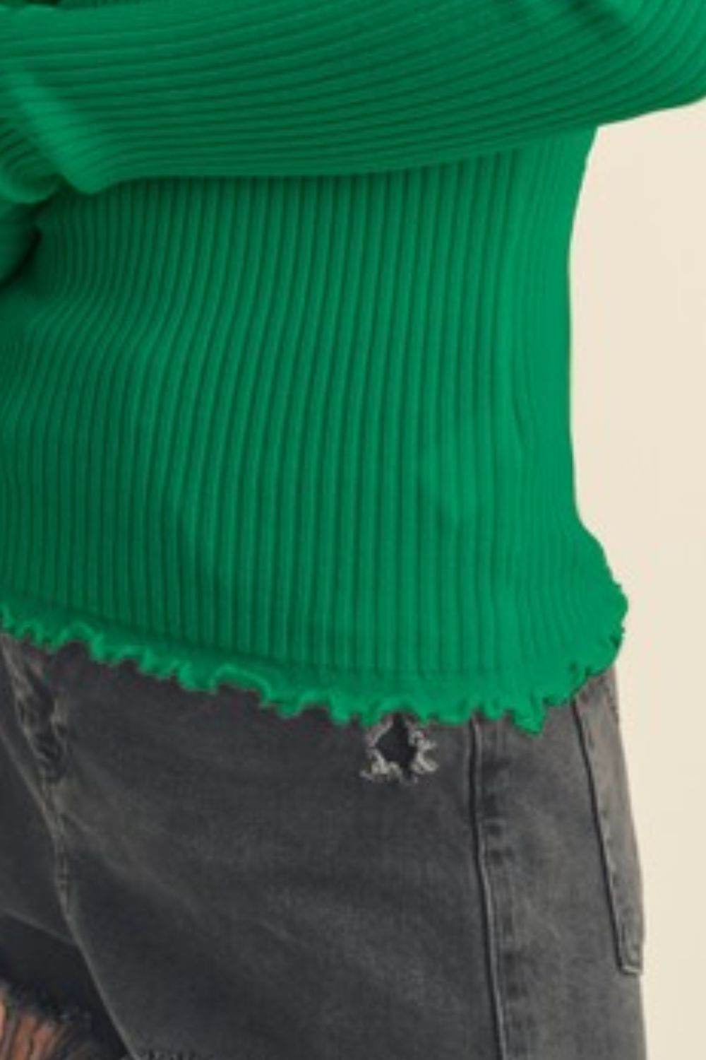 Aemi + Co Lettuce Hem Scoop Neck Long Sleeve Knit Top - Shop Style & More | Fresh Looks, Everyday Deals & Free Shipping