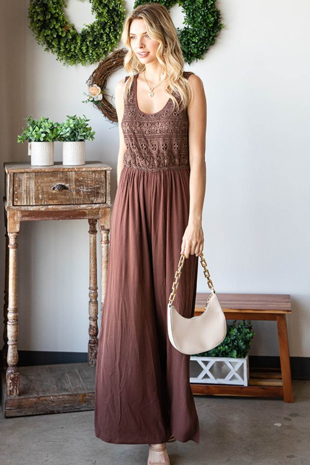 First Love Tie Back Sleeveless Slit Wide Leg Jumpsuit - Shop Style & More | Fresh Looks, Everyday Deals & Free Shipping