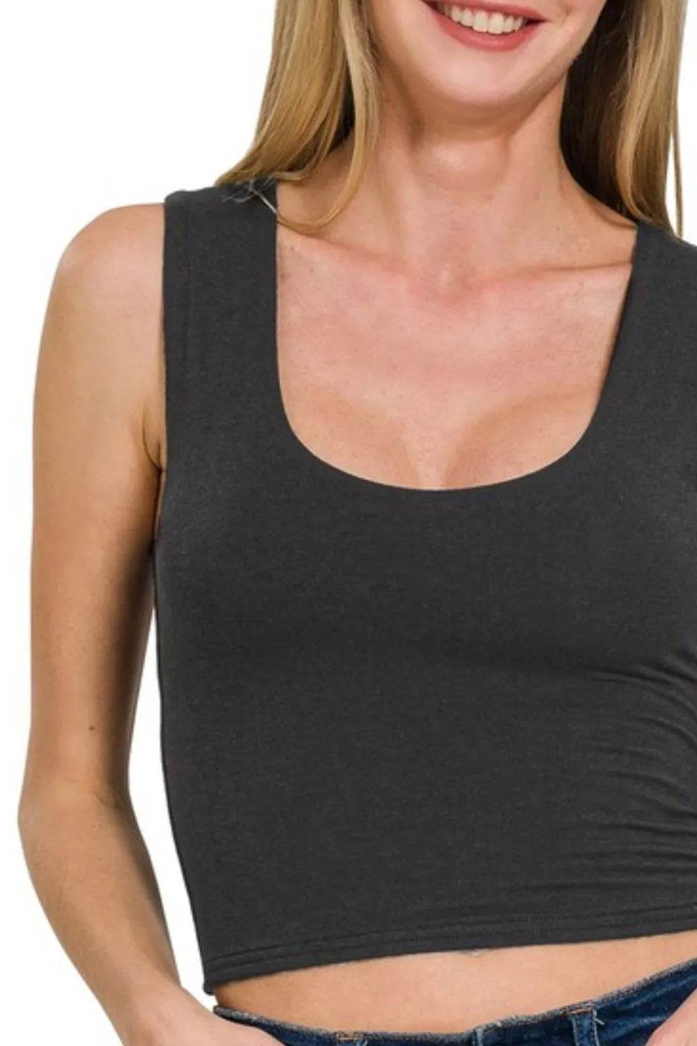 Zenana Double Layered Cropped Tank Top - Shop Style & More | Fresh Looks, Everyday Deals & Free Shipping