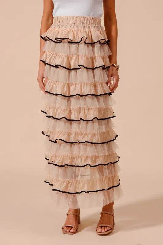 SO ME Layered Ruffled Tulle Maxi Skirt - Shop Style & More | Fresh Looks, Everyday Deals & Free Shipping