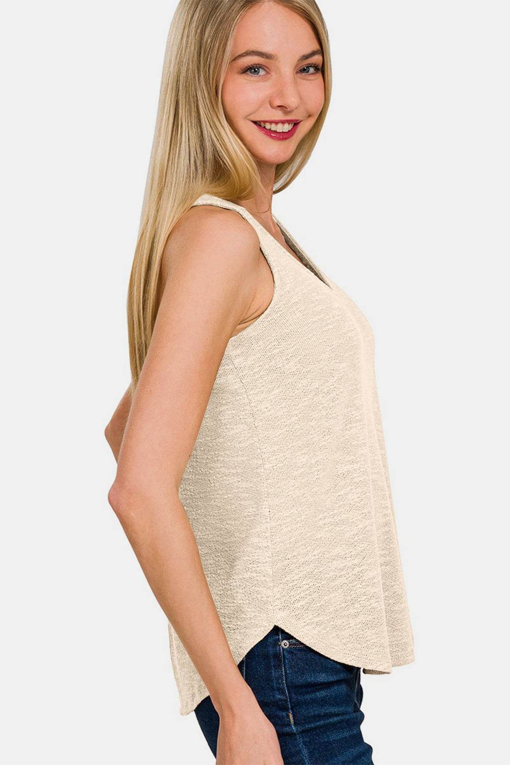 Zenana V-Neck Curved Hem Tank - Shop Style & More | Fresh Looks, Everyday Deals & Free Shipping