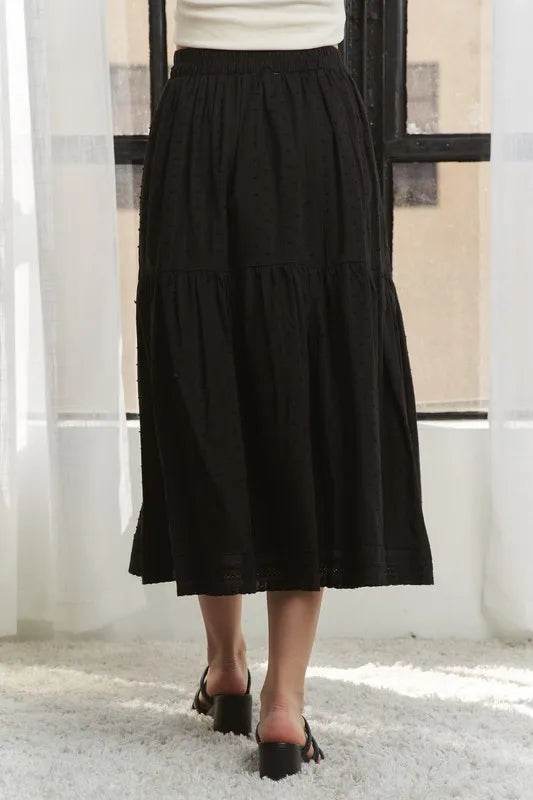 ADORA Elastic Waistband Tiered Midi Skirt - Shop Style & More | Fresh Looks, Everyday Deals & Free Shipping