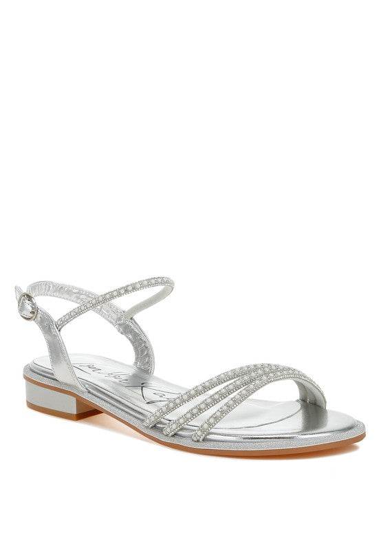 Nobbity Rhinestone Pearl Detail Flat Sandals - Shop Style & More | Fresh Looks, Everyday Deals & Free Shipping