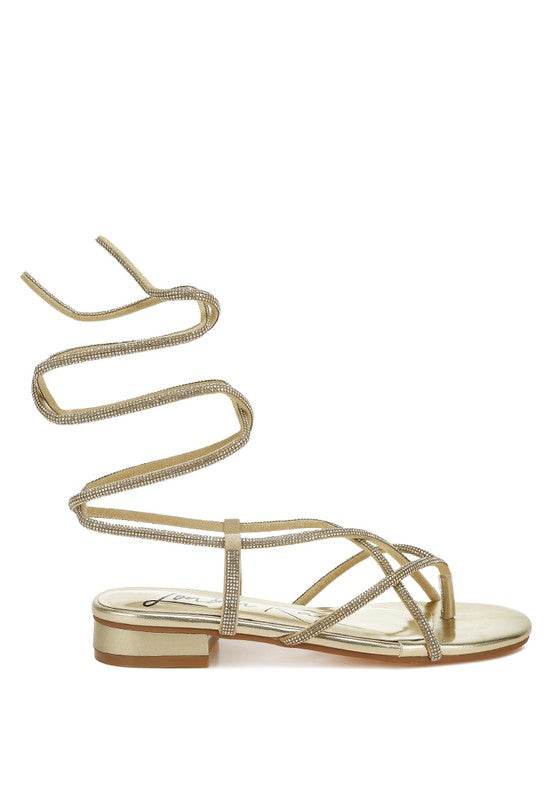 Babbity Rhinestone Embellished Lace-Up Sandals - Shop Style & More | Fresh Looks, Everyday Deals & Free Shipping