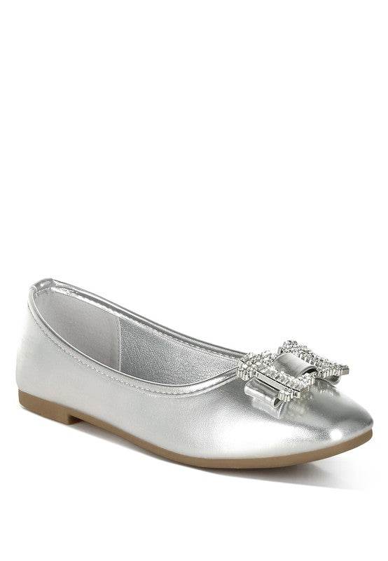 Navik Rhinestone Buckle Metallic Ballerinas - Shop Style & More | Fresh Looks, Everyday Deals & Free Shipping