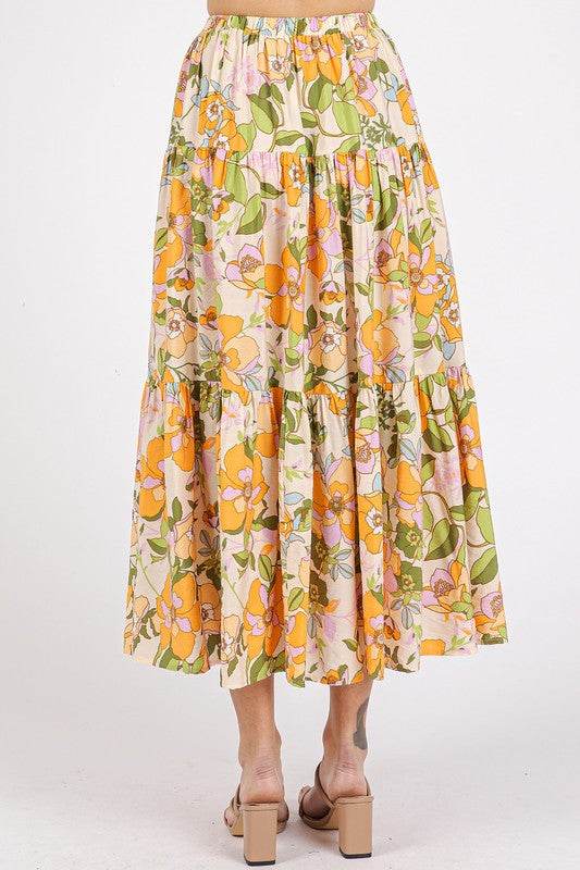 Mittoshop Flower Print Elastic Waist Tiered Skirt - Shop Style & More | Fresh Looks, Everyday Deals & Free Shipping