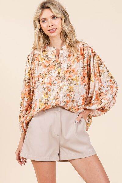 Mittoshop Flower Print Batwing Sleeve Button Down Blouse - Shop Style & More | Fresh Looks, Everyday Deals & Free Shipping
