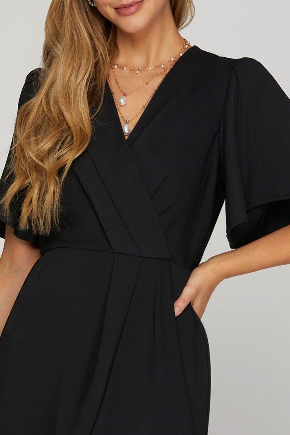 She + Sky Ruffled Surplice Short Flutter Sleeve Mini Dress - Shop Style & More | Fresh Looks, Everyday Deals & Free Shipping