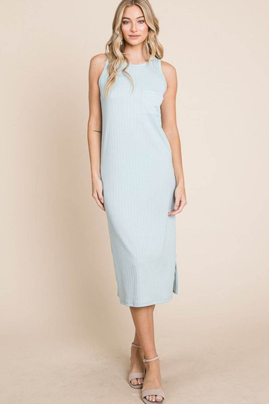 BOMBOM Ribbed Knit Sleeveless Midi Dress - Shop Style & More | Fresh Looks, Everyday Deals & Free Shipping