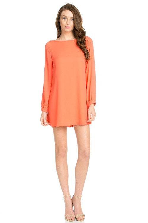 long sleeve shift dress coral - Shop Style & More | Fresh Looks, Everyday Deals & Free Shipping