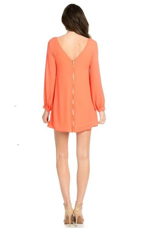 long sleeve shift dress coral - Shop Style & More | Fresh Looks, Everyday Deals & Free Shipping