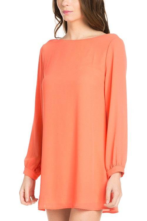 long sleeve shift dress coral - Shop Style & More | Fresh Looks, Everyday Deals & Free Shipping