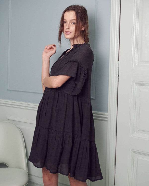 Ruffled neck tiered mini dress PLUS - Shop Style & More | Fresh Looks, Everyday Deals & Free Shipping