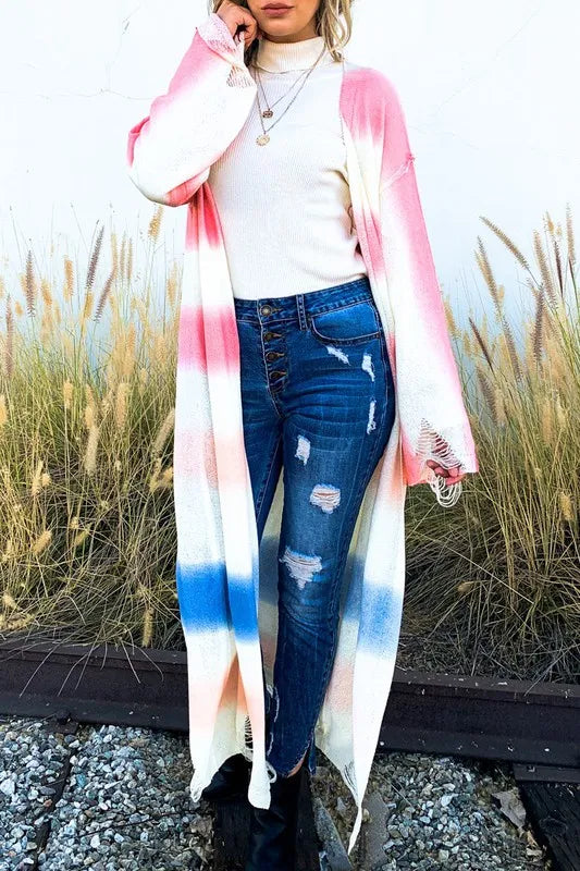 And The Why Multi Gradation Dye Maxi Cardigan Sweater Women's Outerwear
