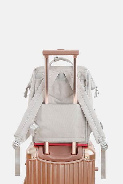 Himawari Contrast Waterproof Backpack Bag with External USB Port - Shop Style & More | Fresh Looks, Everyday Deals & Free Shipping