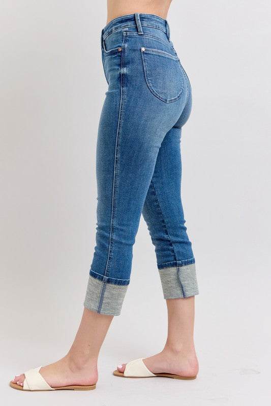 Judy Blue Full Size Skinny Cuff Capris Jeans with Pockets Plus Size - Shop Style & More | Fresh Looks, Everyday Deals & Free Shipping
