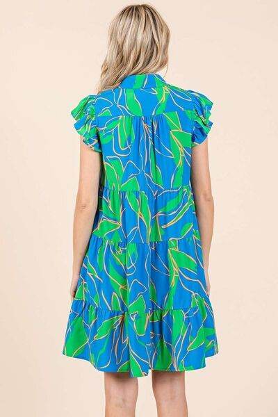 Mittoshop Leaf Print Ruffle Sleeve Tiered Mini Dress - Shop Style & More | Fresh Looks, Everyday Deals & Free Shipping