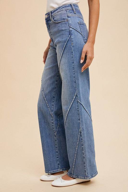 Annie Wear Decorative Seams Wide Leg Jeans - Shop Style & More | Fresh Looks, Everyday Deals & Free Shipping