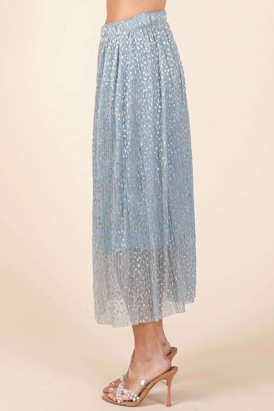 Mittoshop Metallic Glitter Speckle Print Elastic Midi Skirt - Shop Style & More | Fresh Looks, Everyday Deals & Free Shipping