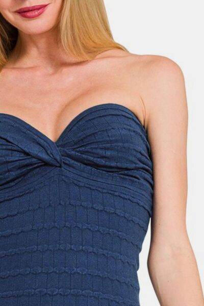 Zenana Ruched Twisted Sweetheart Neck Top - Shop Style & More | Fresh Looks, Everyday Deals & Free Shipping