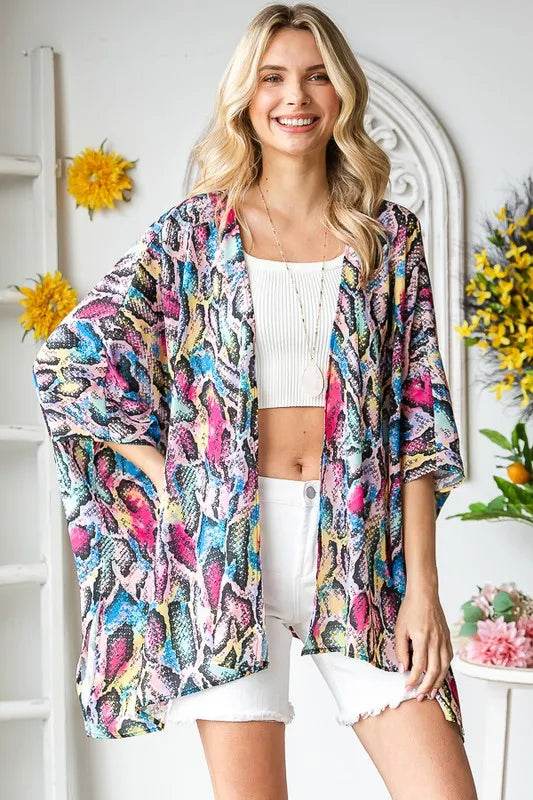 Heimish Full Size Multi Color Snake Open Cardigan Plus Size - Shop Style & More | Fresh Looks, Everyday Deals & Free Shipping