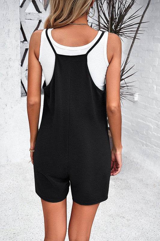 Scoop Neck Spaghetti Straps Loose Fit Solid Romper - Shop Style & More | Fresh Looks, Everyday Deals & Free Shipping