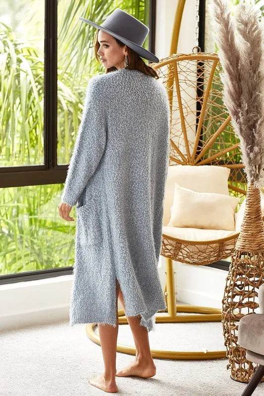 BiBi Slit Open Front Longline Cardigan with Pockets - Shop Style & More | Fresh Looks, Everyday Deals & Free Shipping
