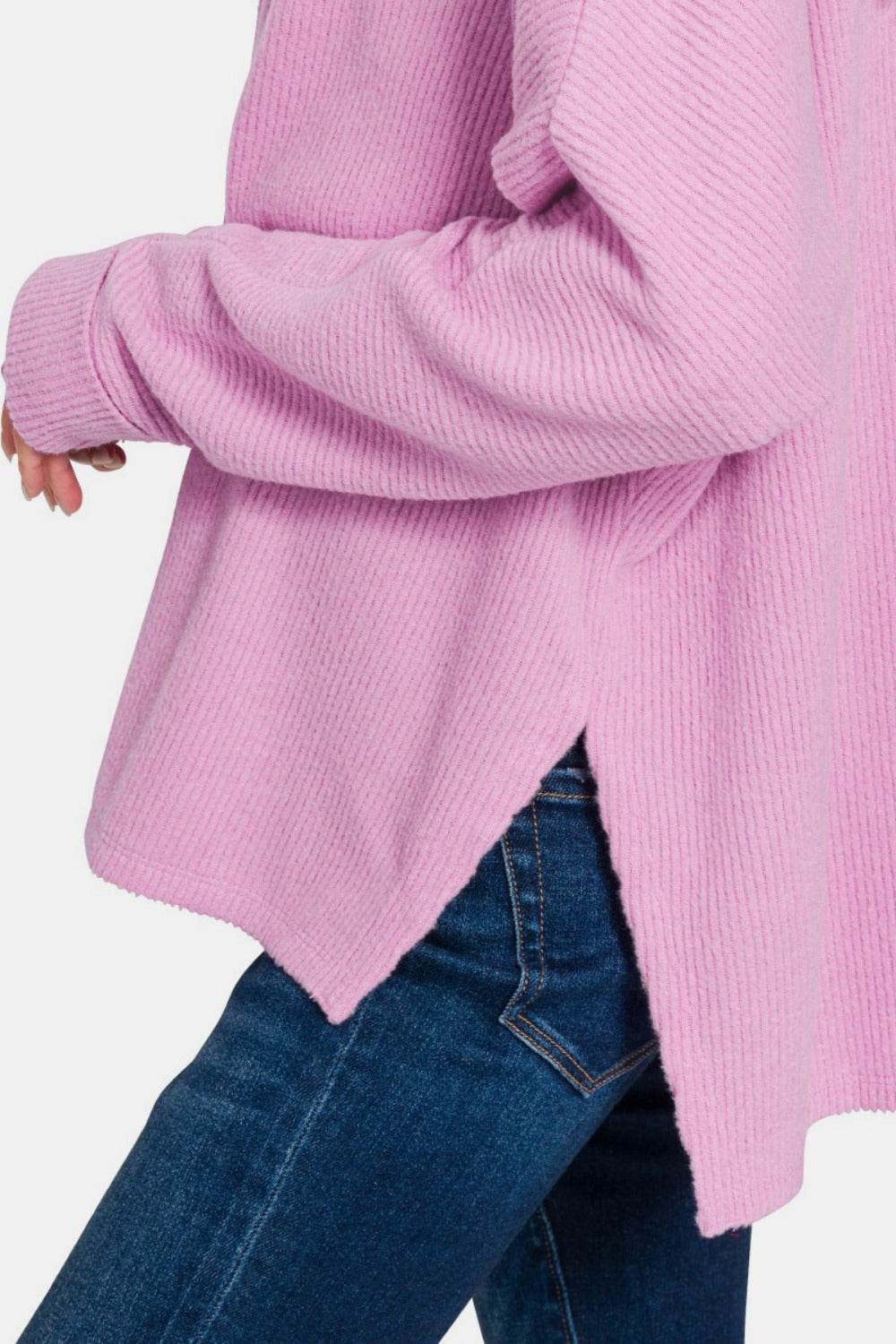 Zenana High-Low Side Slit Round Neck T-Shirt - Shop Style & More | Fresh Looks, Everyday Deals & Free Shipping