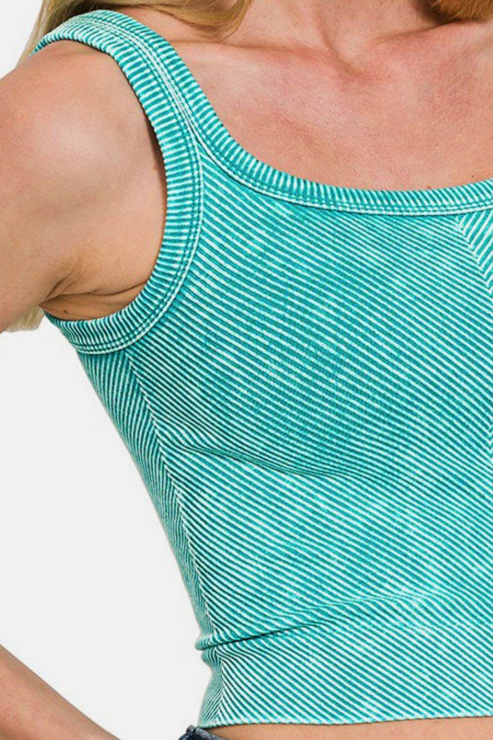 Zenana Washed Ribbed Scoop Neck Wide Strap Tank - Shop Style & More | Fresh Looks, Everyday Deals & Free Shipping