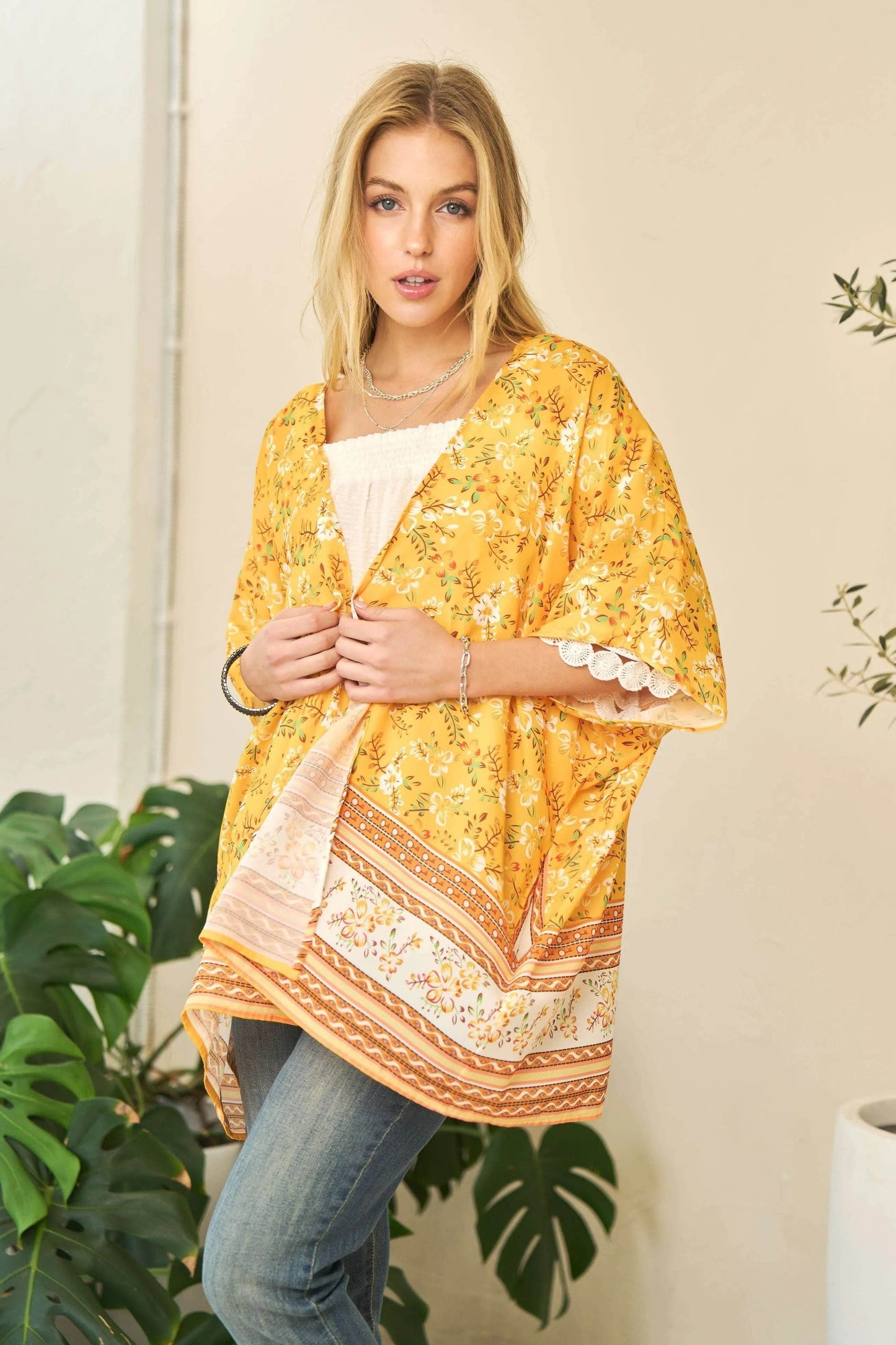 Davi & Dani Floral Printed Short Sleeve Loose Fit Kimono Cover Up - Shop Style & More | Fresh Looks, Everyday Deals & Free Shipping