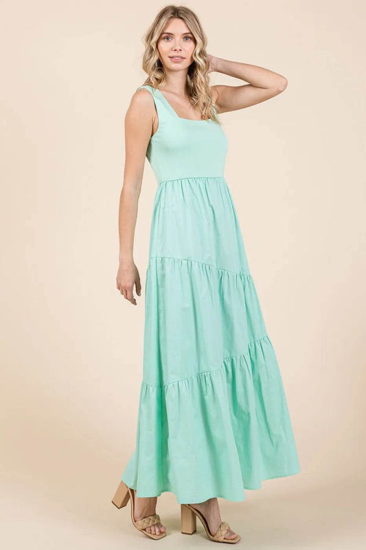 Mittoshop Mix Media Square Neck Maxi Dress - Shop Style & More | Fresh Looks, Everyday Deals & Free Shipping