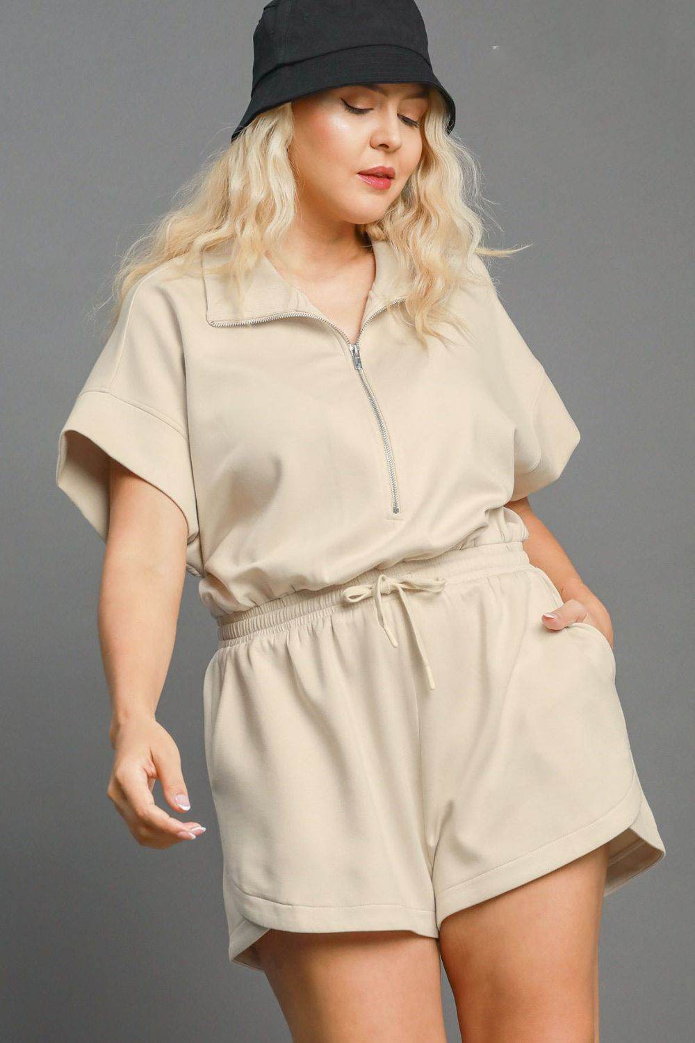 Umgee Full Size Half Sleeve Dolman Sleeved Romper Plus Size - Shop Style & More | Fresh Looks, Everyday Deals & Free Shipping