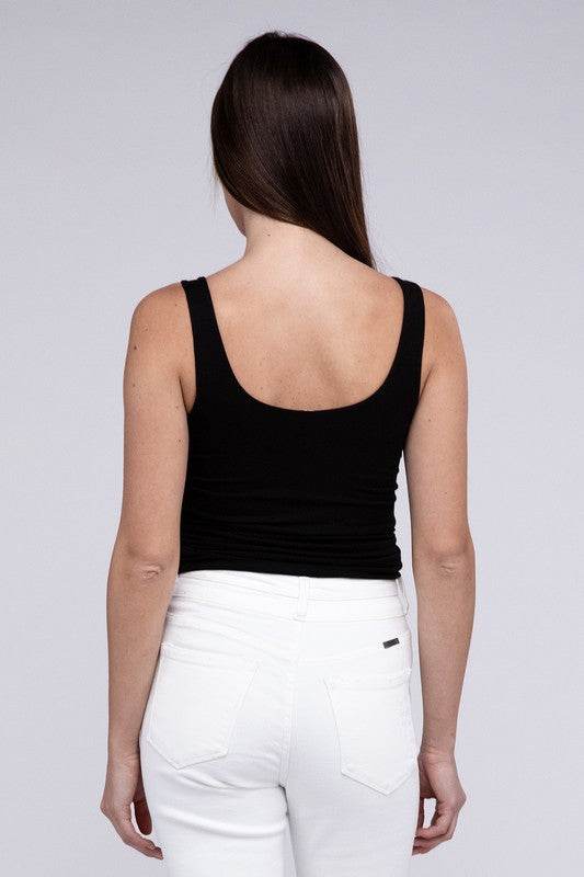 Premium Rayon Double Layered V-Neck Tank Top - Shop Style & More | Fresh Looks, Everyday Deals & Free Shipping