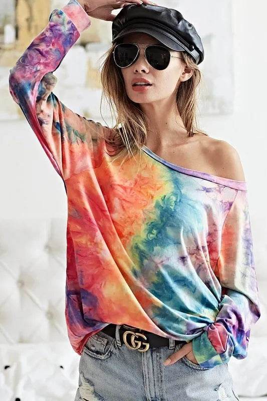 BiBi Tie Dye Soft Knit Jersey Top - Shop Style & More | Fresh Looks, Everyday Deals & Free Shipping