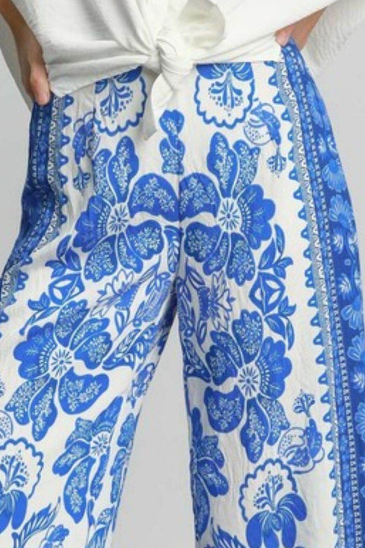 Umgee Full Size Floral Border Print Pants Plus Size - Shop Style & More | Fresh Looks, Everyday Deals & Free Shipping