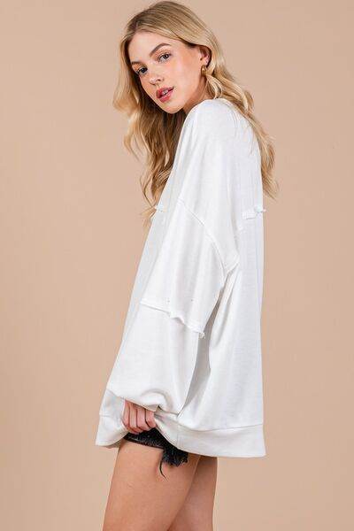Ces Femme Exposed Seam Long Sleeve Sweatshirt - Shop Style & More | Fresh Looks, Everyday Deals & Free Shipping