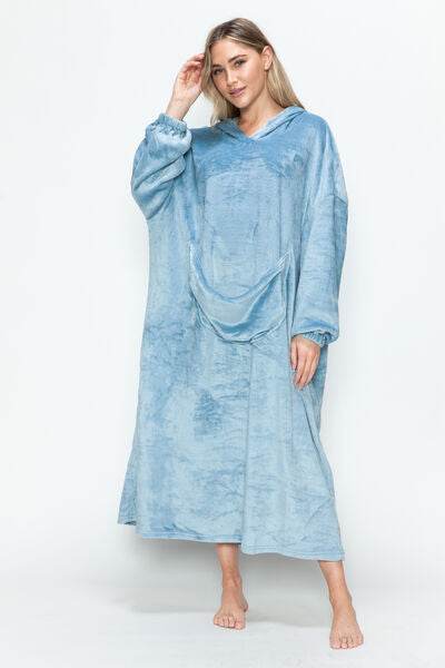 Double Take Full Size Pocketed Hooded Midi Lounge Dress - Shop Style & More | Fresh Looks, Everyday Deals & Free Shipping