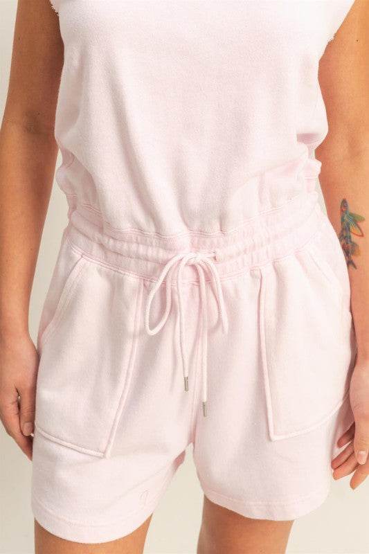 HYFVE Round Neck Cap Sleeve Drawstring Waist Romper - Shop Style & More | Fresh Looks, Everyday Deals & Free Shipping