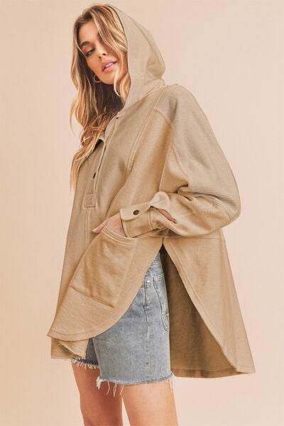 Aemi+Co Slit Half Snap Oversize Hoodie - Shop Style & More | Fresh Looks, Everyday Deals & Free Shipping