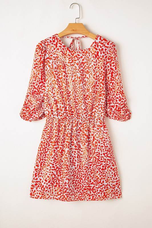 Red Leopard Print Long Sleeve Hollowed Back Dress - Shop Style & More | Fresh Looks, Everyday Deals & Free Shipping