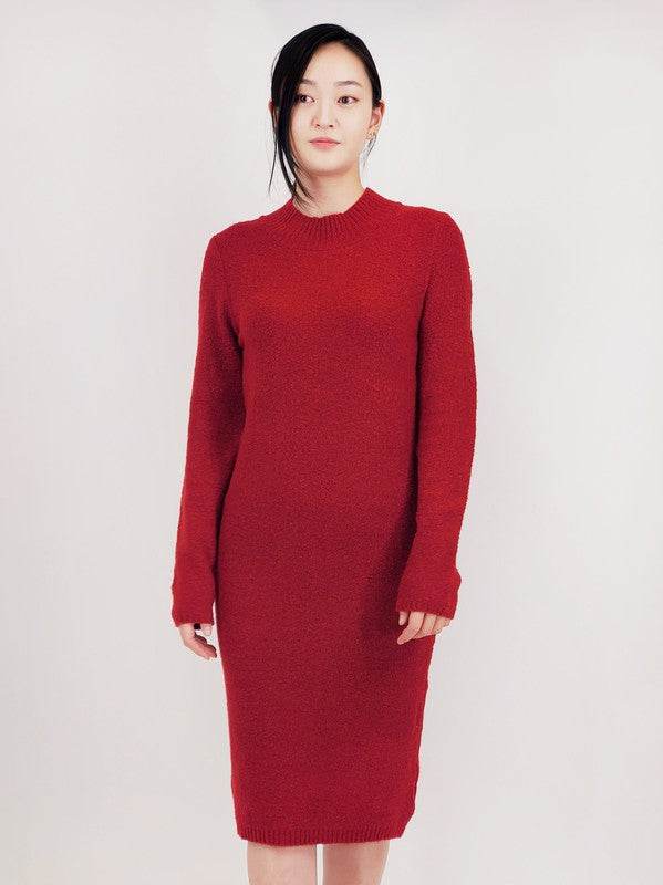 Loose Fit Long Sleeve Textured Midi Sweater Dress - Shop Style & More | Fresh Looks, Everyday Deals & Free Shipping