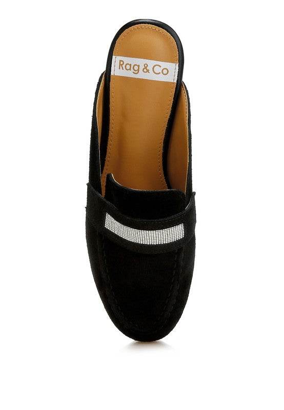 Belorose Rhinestone Strap Suede Mules - Shop Style & More | Fresh Looks, Everyday Deals & Free Shipping